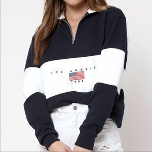 Brandy Melville Los Angeles Half Zip Sweatshirt
